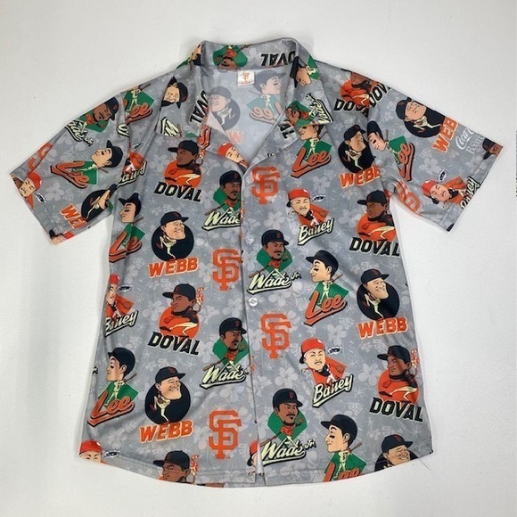 San‎ Francisco Giants Baseball Player Print Button Up Shirt Medium - Picture 1 of 5